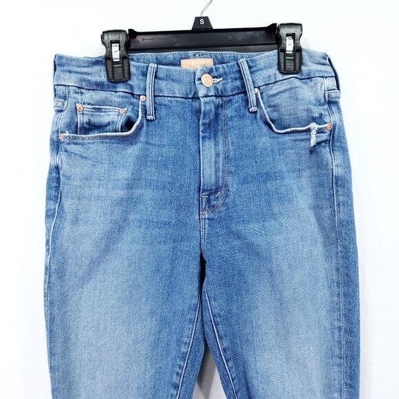 Mother Womens The Looker Ankle Fray Jeans 27 Stretch Mid Rise Distress Raw Hem - Picture 3 of 16